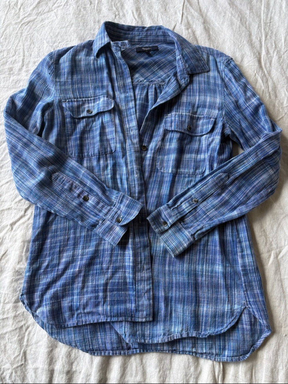 Madewell Blue Plaid Button-Up Shirt